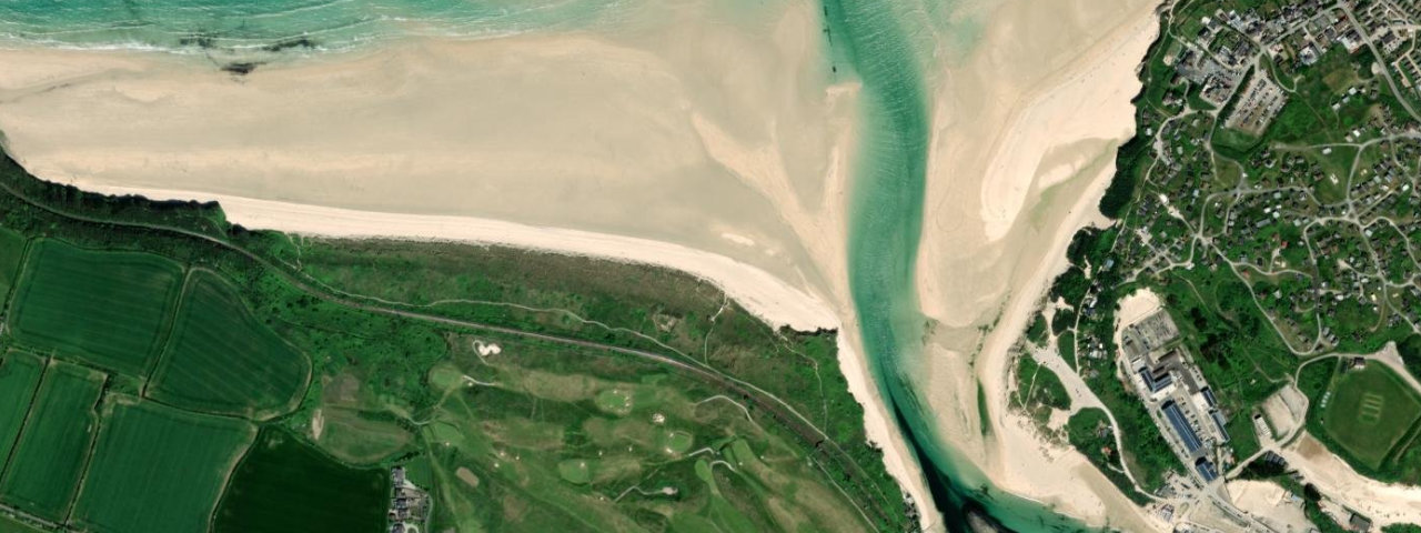 Aerial view of Porth Kidney Sands