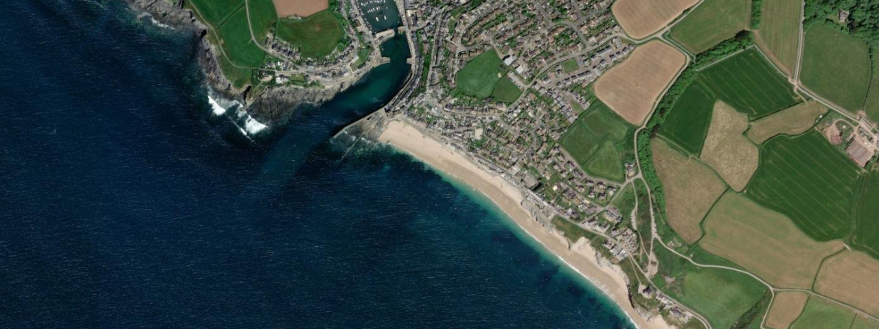 Aerial view of Porthleven Sands