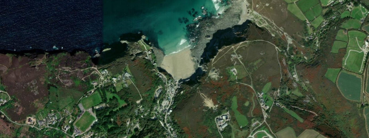 Aerial view of Trevaunance Cove