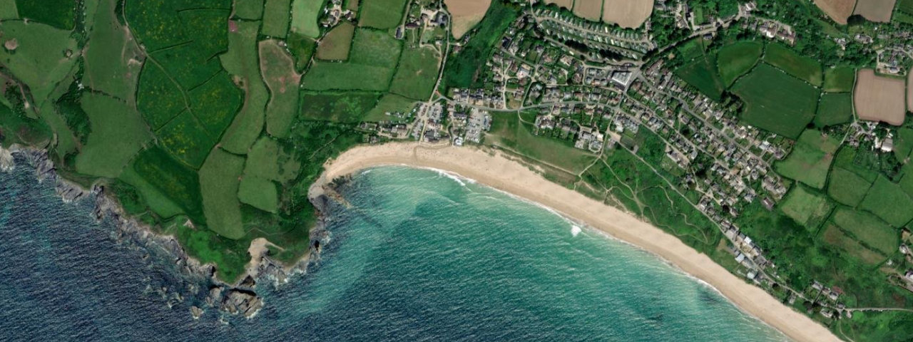 Aerial view of Praa Sands