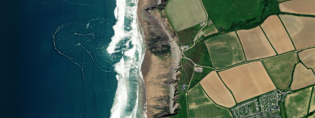 Aerial view of Northcott Mouth beach