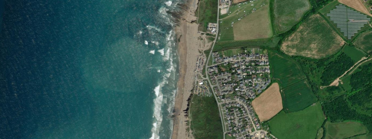 Aerial view of Widemouth Sands