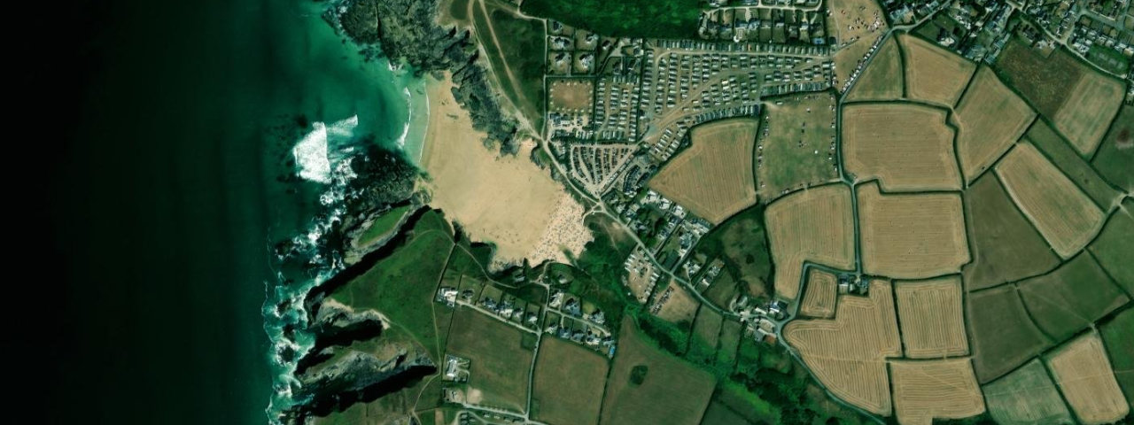 Aerial view of Treyarnon Beach
