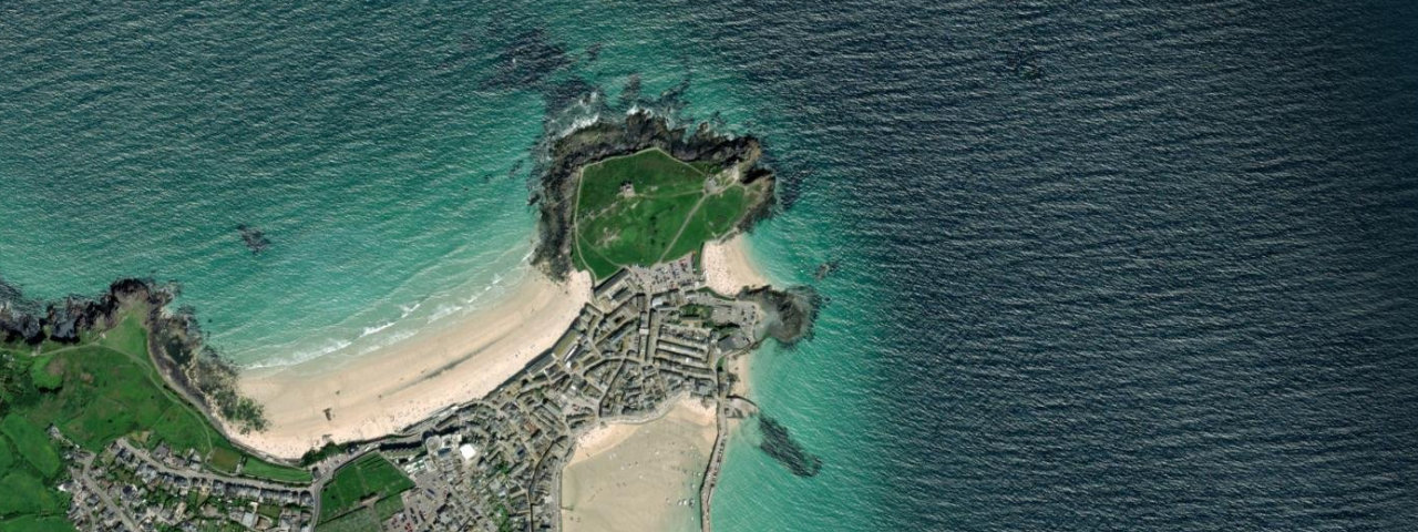Aerial view of Porthgwidden Beach