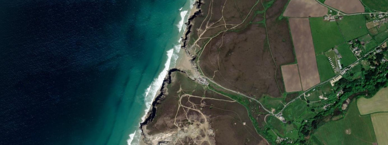 Aerial view of Chapel Porth Beach