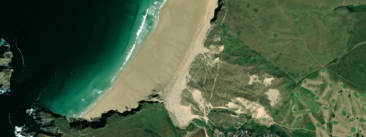 Aerial view of Holywell Beach