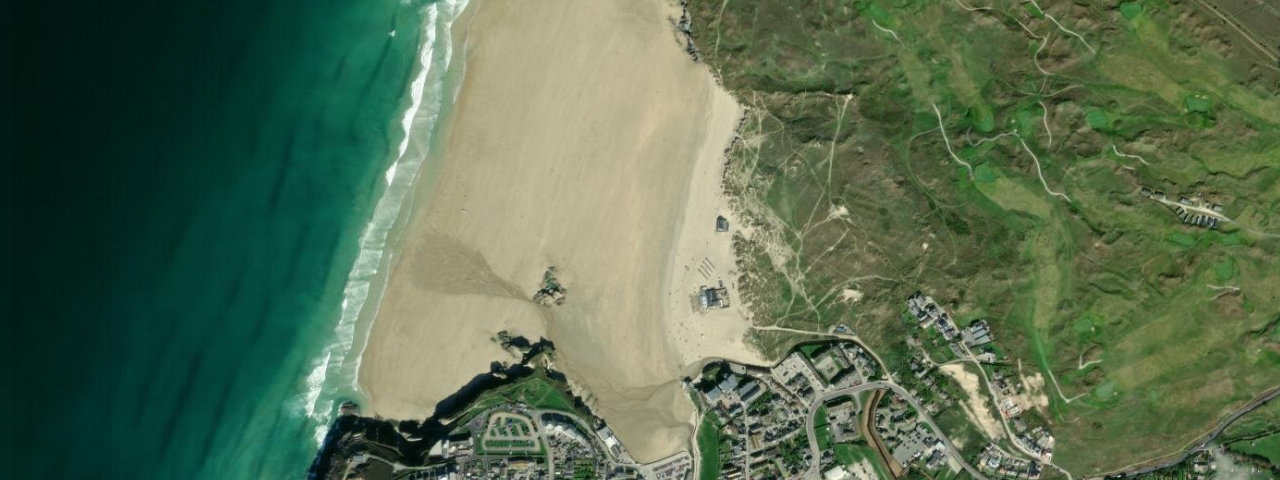 Aerial view of Perran Beach