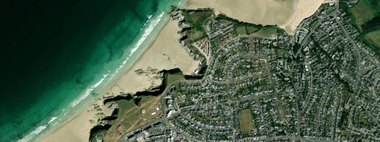 Aerial view of Lusty Glaze Beach