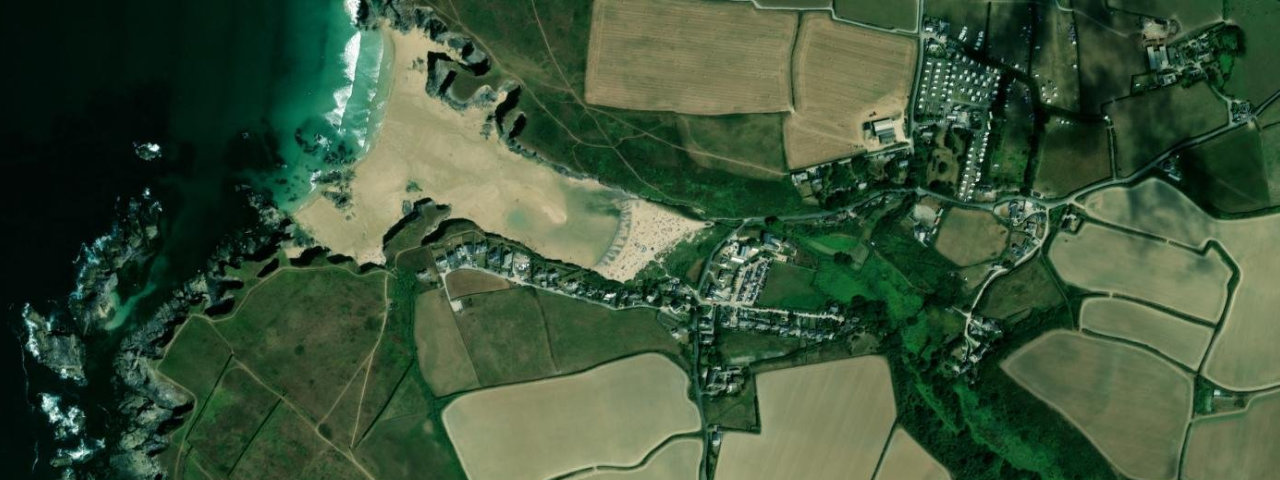 Aerial view of Porthcothan Beach