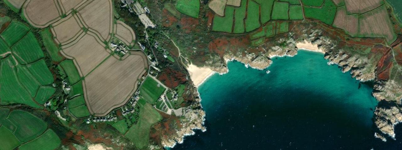 Aerial view of Porthcurno