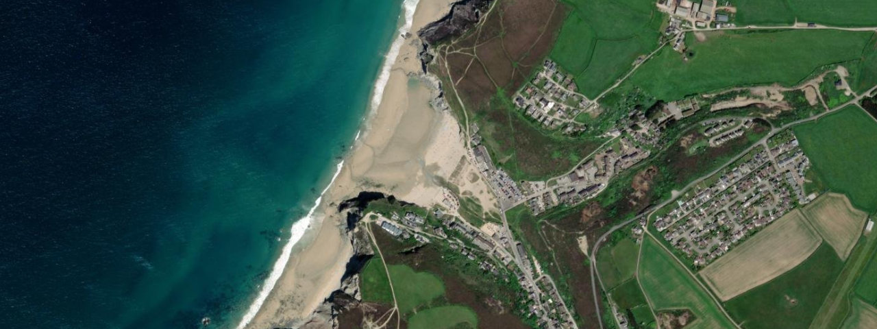 Aerial view of Porthtowan Beach