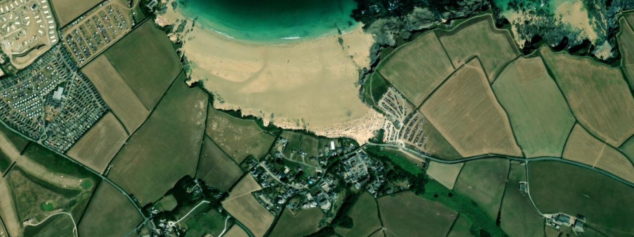 Aerial view of Harlyn Bay