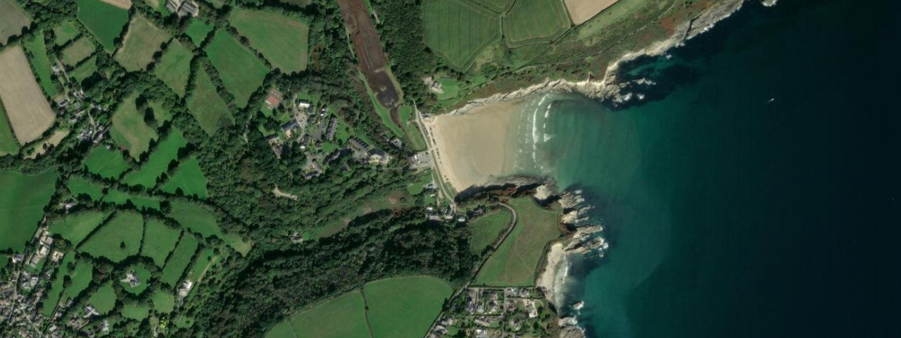 Aerial view of Maenporth Beach