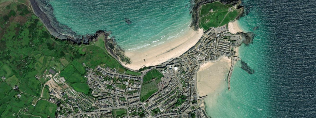Aerial view of Porthmeor Beach