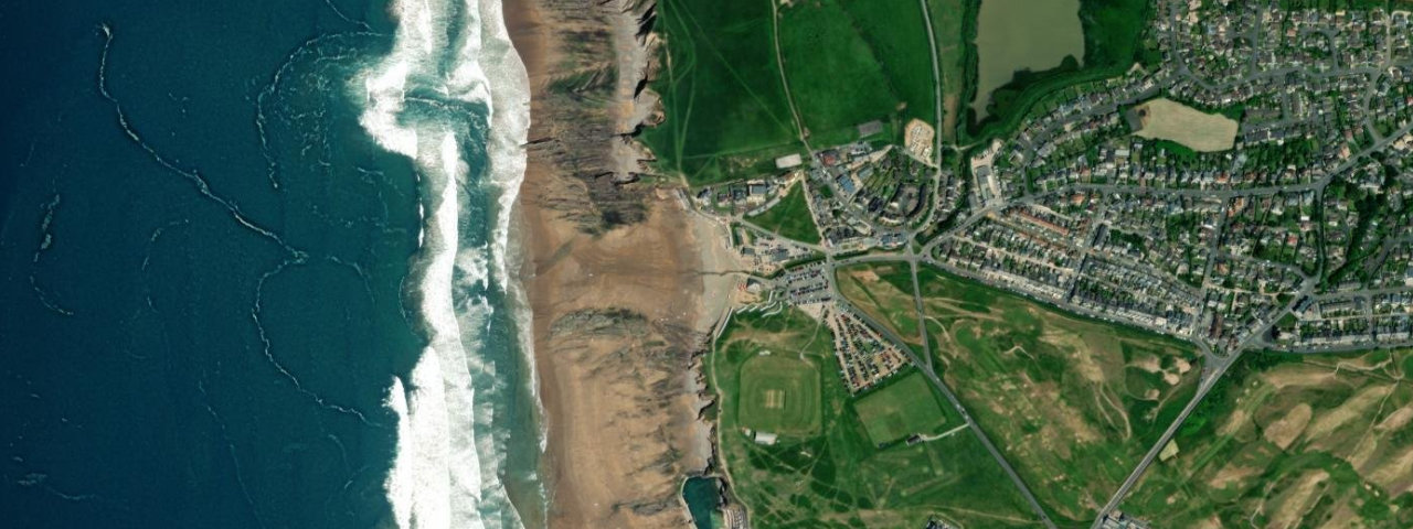 Aerial view of Crooklets Beach