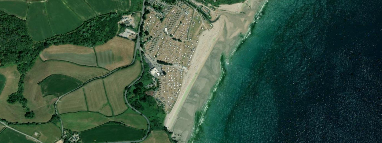 Aerial view of Pentewan Beach