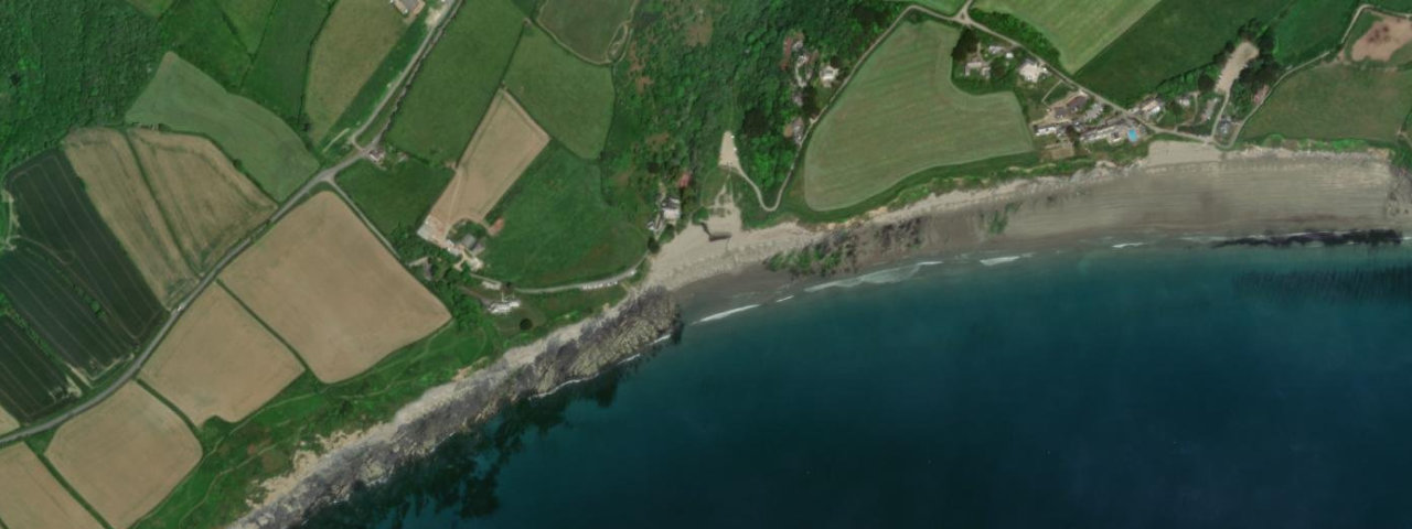 Aerial view of Carne and Pendower Beach