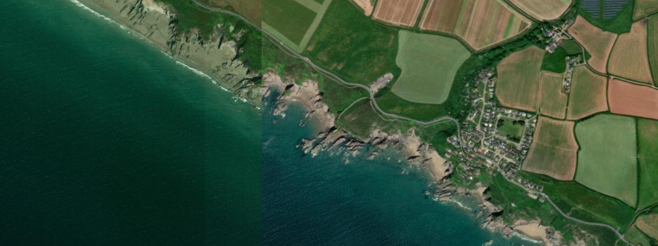 Aerial view of Sharrow Beach