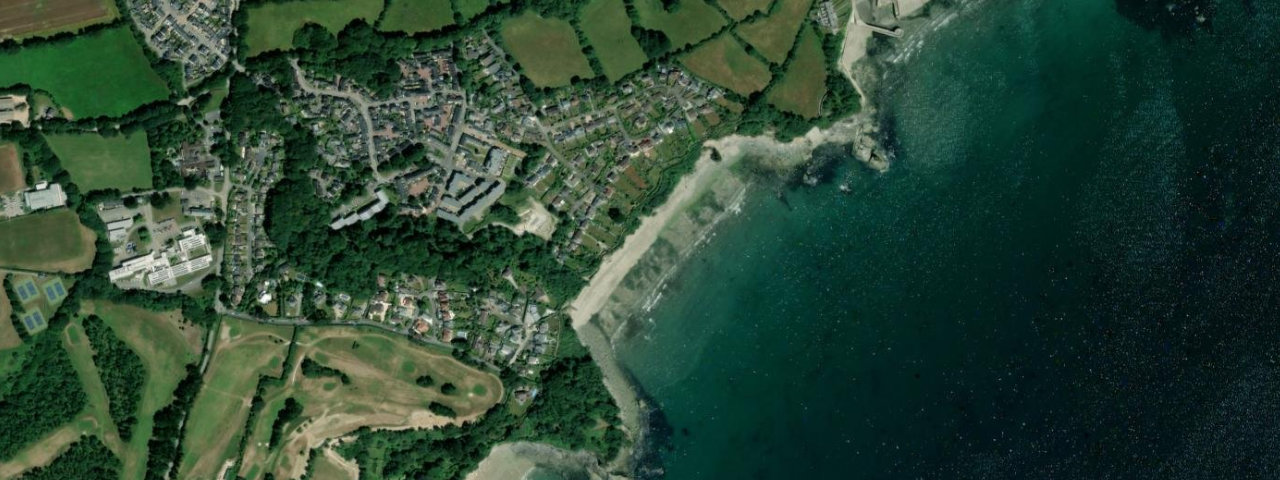Aerial view of Duporth Beach