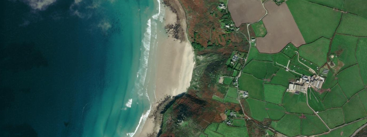 Aerial view of Gwynver Beach