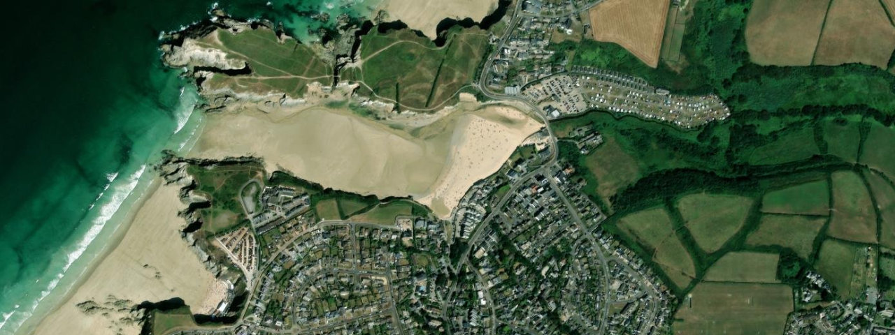 Aerial view of Porth Beach