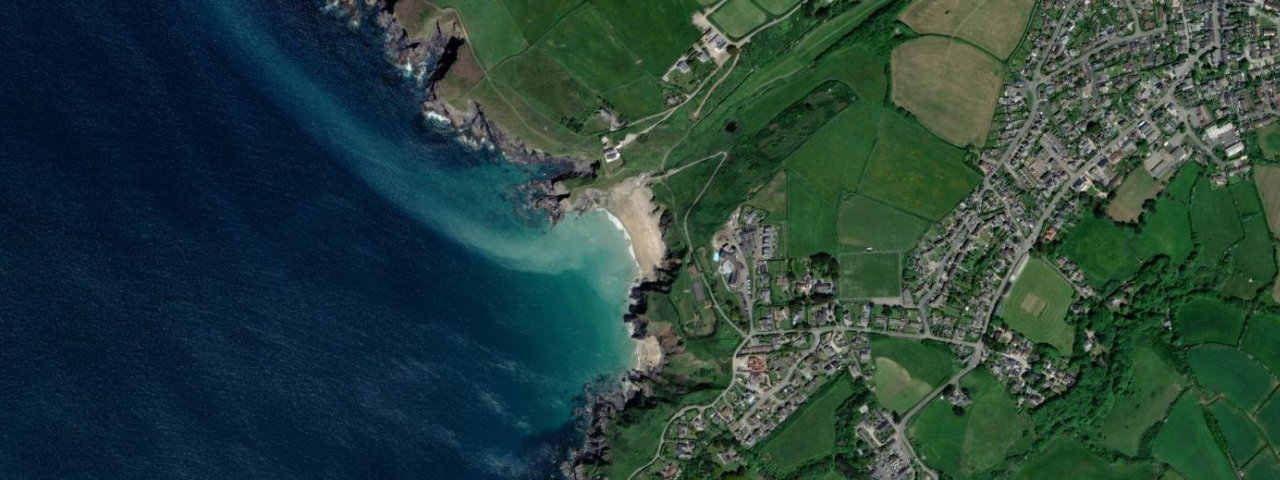 Aerial view of Polurrian Cove