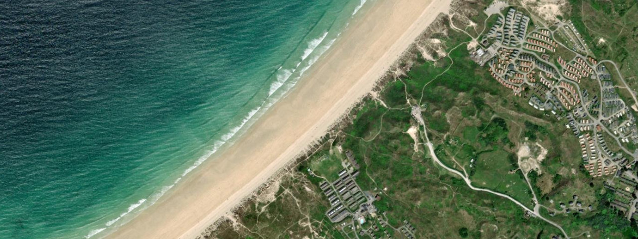 Aerial view of Hayle Towans