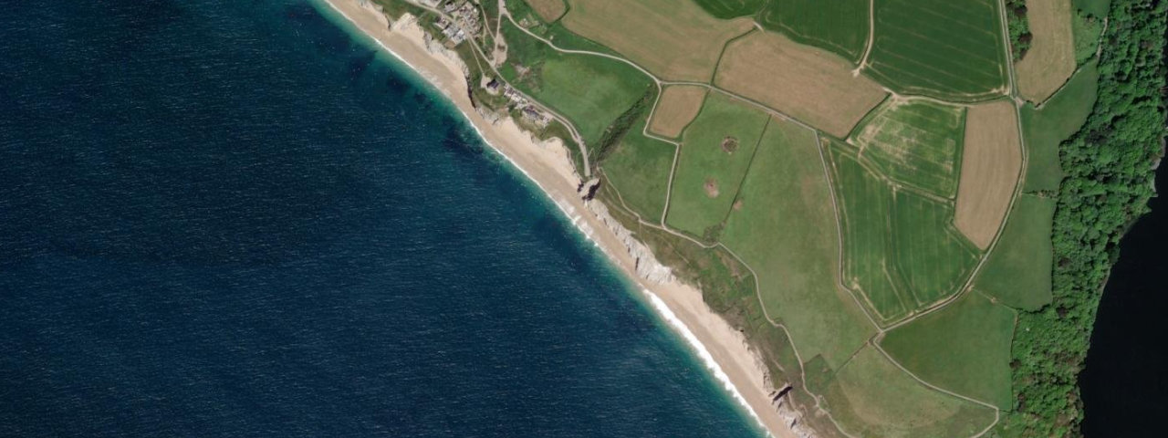 Aerial view of Porthleven Sands