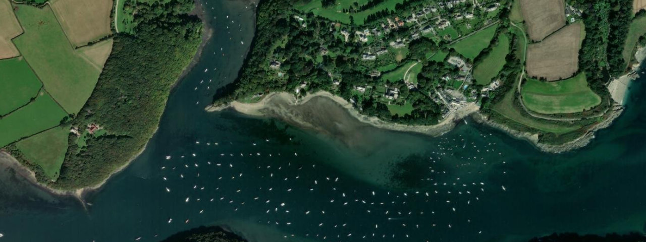 Aerial view of The Bar (sand & shingle) tidal area