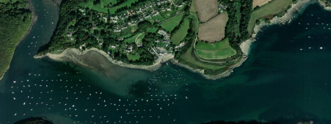 Aerial view of Passage Cove (sand & shingle) tidal area