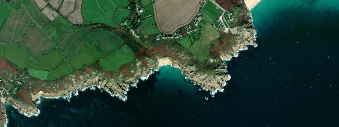 Aerial view of Porth Chapel