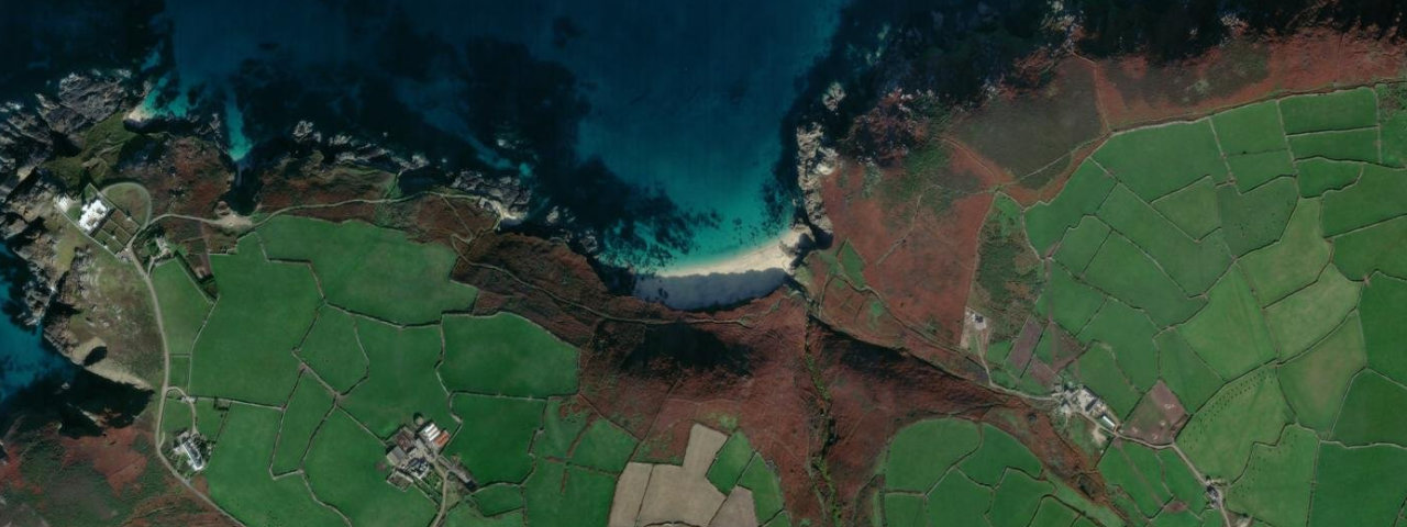 Aerial view of Portheras Cove
