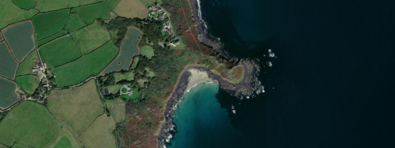 Aerial view of Porthbeer Cove