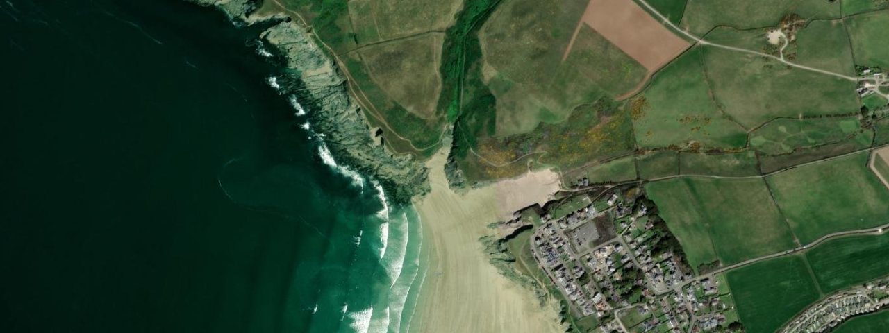 Aerial view of Pentire Haven