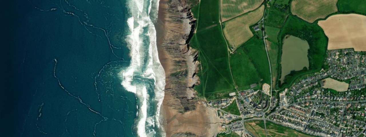 Aerial view of Maer Low Cliff beach