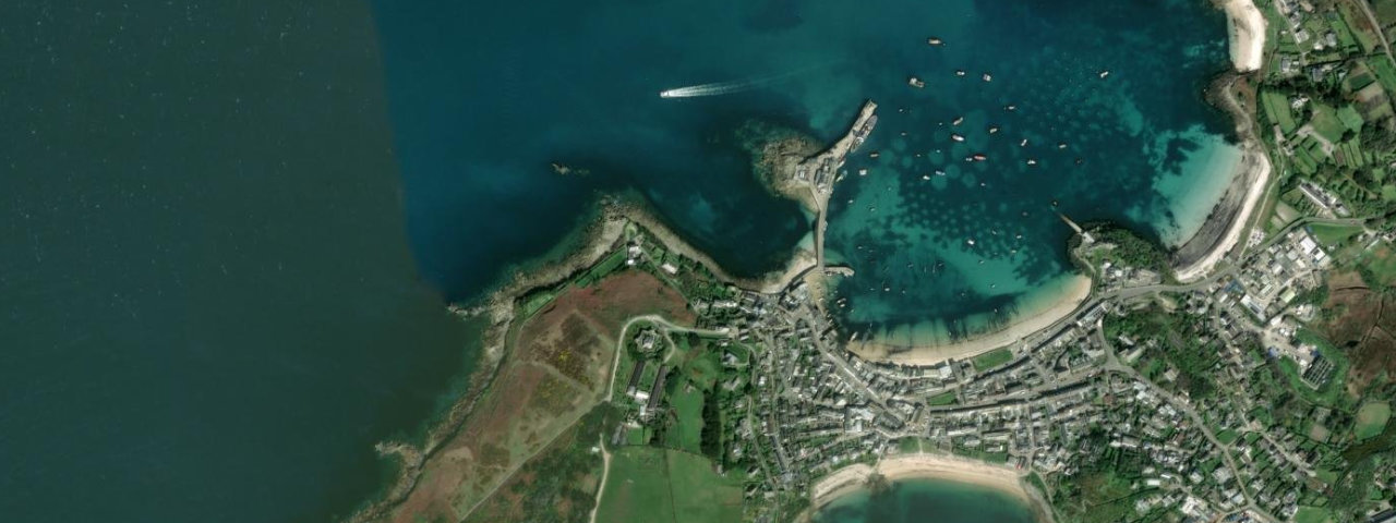 Aerial view of Porthmellon Beach