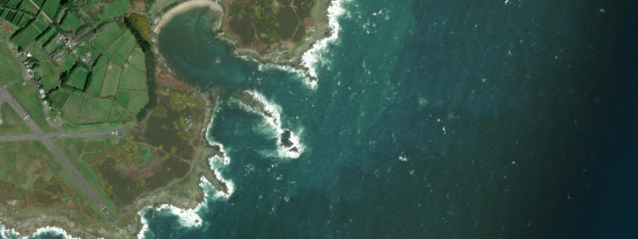 Aerial view of Porth Hellick