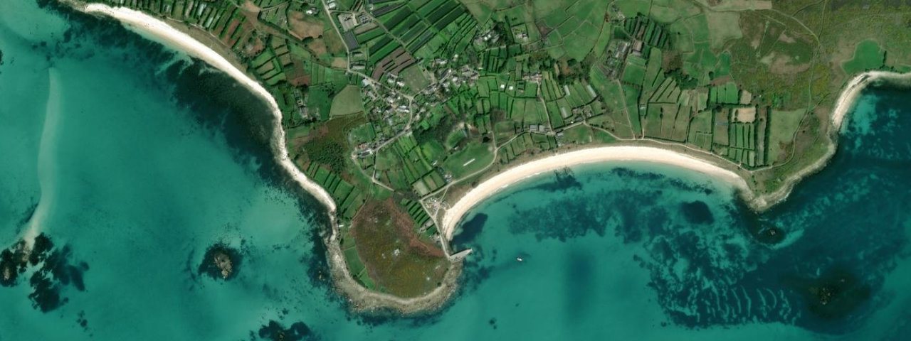 Aerial view of Par Beach, St Martin’s