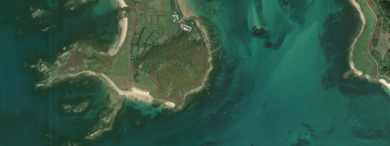Aerial view of Rushy Bay