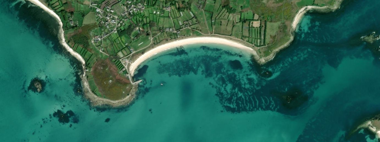 Aerial view of Higher Town Bay