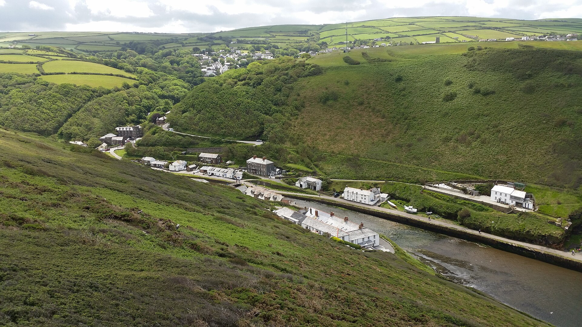 Boscastle harbour mouth and cliffs on the north Cornwall coast