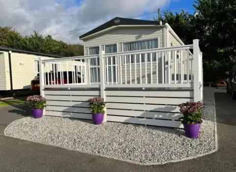 Kayes Retreat Three bed caravan Newquay Bay Resort Quieter area of park